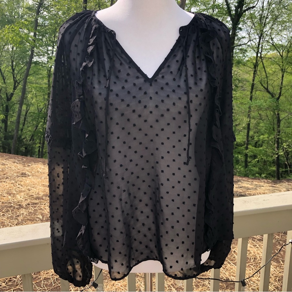 Express Sheer Black Polka Dot Blouse